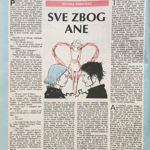 Modra lasta ulomak iz knjige sve zbog ane, ilustrirao krešimir  zimonić, rujan 1994